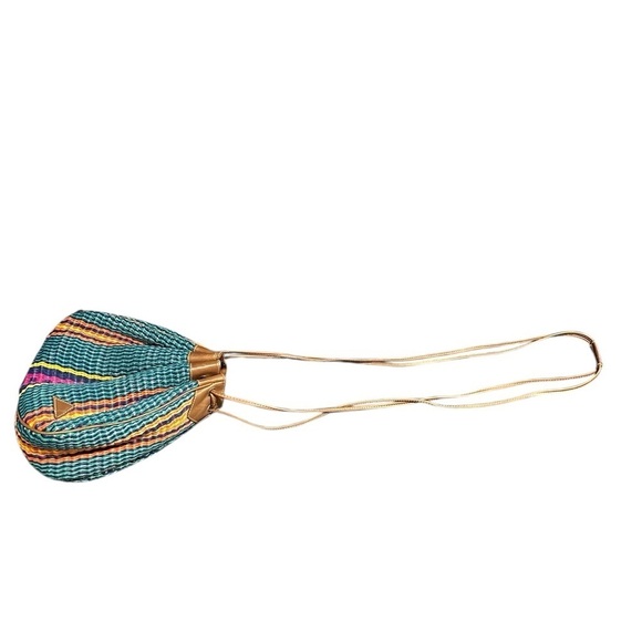 Vintage Liz Claiborne Leather Woven Bucket Bag Satchel  Shoulder Y2k Cinch - Picture 8 of 13